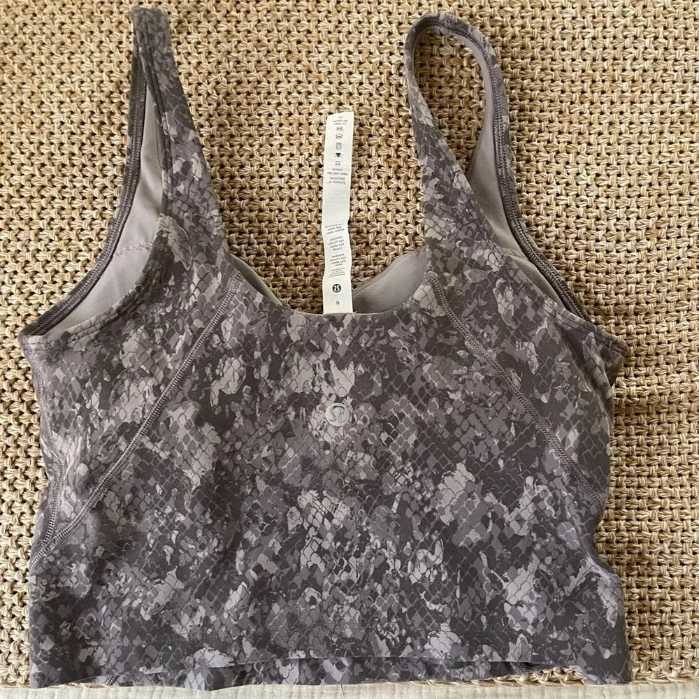 LULULEMON align tank top snack Patterned Sports Bra purple grey size 6